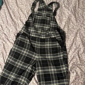 Hot Topic Black and White Plaid Jumpsuit